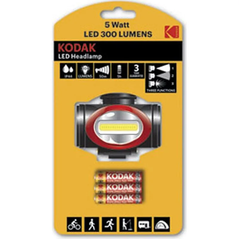 Compra LINTERNA FRONTAL KODAK HEADLAMP 300 LM + 3XAAA KODAK 30413870 al mejor precio