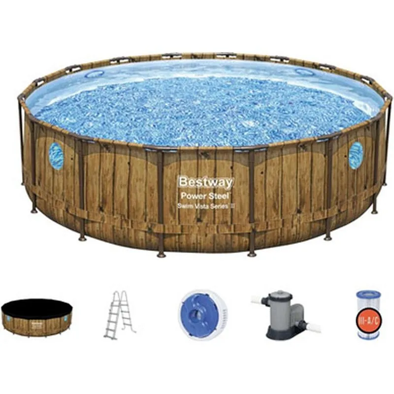 Compra PISCINA REDONDA DESMONTABLE POWER STEEL SWIM 23.062 L DEPURADORA DE CARTUCHO TIPO III diametro549X122CM BESTWAY 56977 al mejor precio