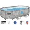 Compra PISCINA OVALADA DESMONTABLE POWER STEEL 7.250 L DEPURADORA CARTUCHO TIPO II 427X250X100CM PIEDRA BESTWAY 56714 al mejor precio