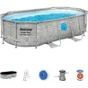 Compra PISCINA OVALADA DESMONTABLE POWER STEEL 7.250 L DEPURADORA CARTUCHO TIPO II 427X250X100CM PIEDRA BESTWAY 56714 al mejor precio