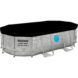 Compra PISCINA OVALADA DESMONTABLE POWER STEEL 7.250 L DEPURADORA CARTUCHO TIPO II 427X250X100CM PIEDRA BESTWAY 56714 al mejor precio