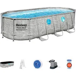Compra PISCINA OVALADA DESMONTABLE POWER STEEL 10.949 L DEPURADORA CARTUCHO TIPO III 549X274X122CM PIEDRA BESTWAY 56716 al mejor precio