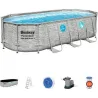 Compra PISCINA OVALADA DESMONTABLE POWER STEEL 10.949 L DEPURADORA CARTUCHO TIPO III 549X274X122CM PIEDRA BESTWAY 56716 al mejor precio