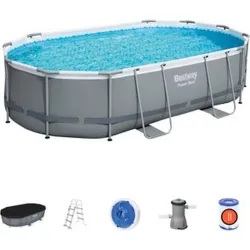 Compra PISCINA OVALADA DESMONTABLE POWER STEEL10.949 L DEPURADORA CARTUCHO TIPO II 488X305X107CM GRIS BESTWAY 56448 al mejor precio