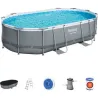 Compra PISCINA OVALADA DESMONTABLE POWER STEEL10.949 L DEPURADORA CARTUCHO TIPO II 488X305X107CM GRIS BESTWAY 56448 al mejor precio