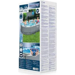 Compra PISCINA OVALADA DESMONTABLE POWER STEEL10.949 L DEPURADORA CARTUCHO TIPO II 488X305X107CM GRIS BESTWAY 56448 al mejor precio