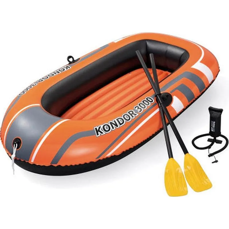 Compra BARCA INFLABLE KONDOR 3000 CON REMOS Y BOMBA DE MANO 232X115 CM BESTWAY 61102 al mejor precio