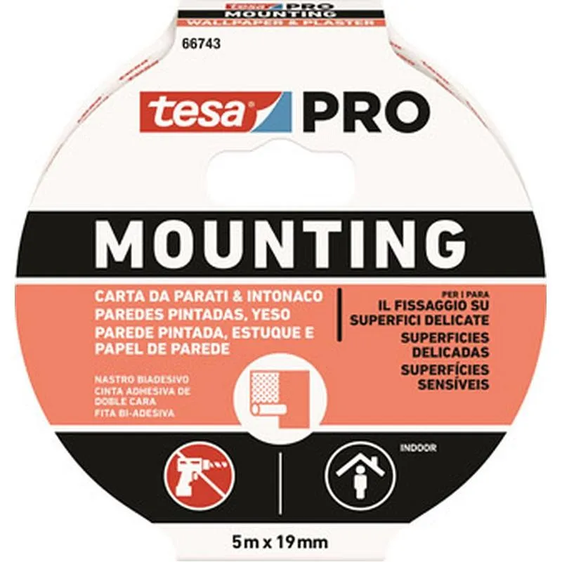 Compra CINTA DOBLE CARA MOUNTING PRO ESTUCOS/PAPEL/PARED 5 M X 19 MM PERMANENTE TESA TAPE 66743-00003-00 al mejor precio