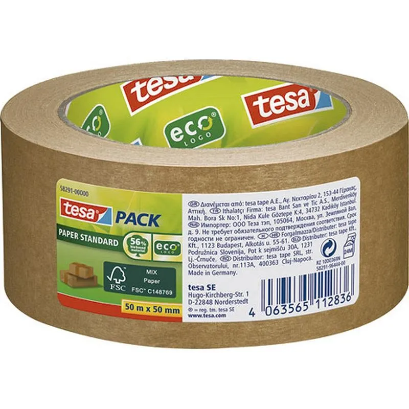 Compra CINTA EMBALAR ECOLOGICA PAPEL TESAPACK 50 M X 50 MM TESA TAPE 58291-00000-01 al mejor precio