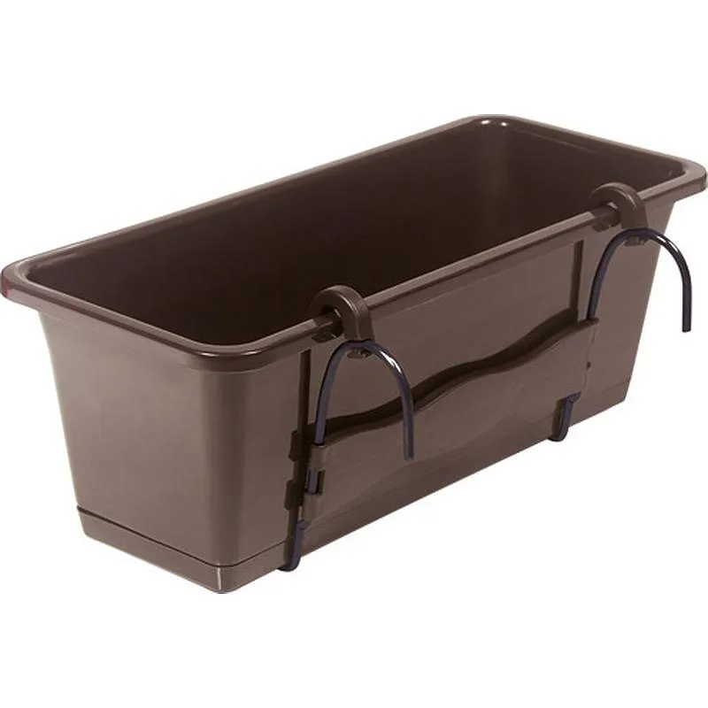 Compra JARDINERA BALCON RECTANGULAR CON GANCHO Y PLATO CAMELIA CHOCOLATE 51X19X17 CM VAM DCM500W-R222 al mejor precio