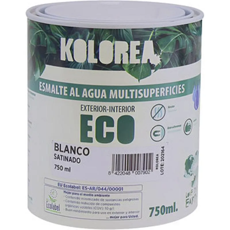 Compra ESMALTE AL AGUA ECO SATINADO 750 ML BLANCO KOLOREA 06132 al mejor precio