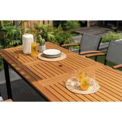 Compra MESA ALUMINIO MADERA EXTENSIBLE KINGSBURY 150-200 X 90 CM IMPORT 1041213172 al mejor precio