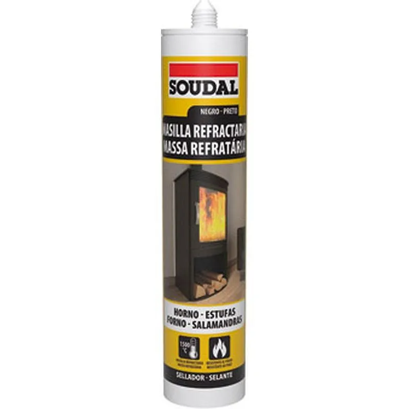 Compra MASILLA REFRACTARIA ALTA TEMPERATURA 290 ML NEGRO SOUDAL 146035 al mejor precio