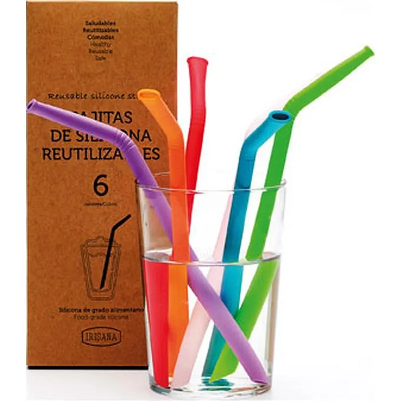 Compra PAJITAS REUTILIZABLES DE SILICONA (SET 6 UDS) COLORES SURTIDOS - INCLUYE LIMPIADOR IRISANA 72.IR115 al mejor precio