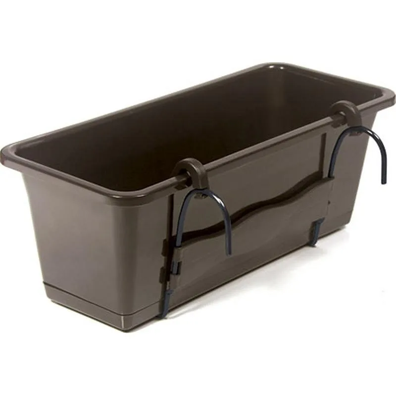 Compra JARDINERA BALCON RECTANGULAR CON GANCHO Y PLATO CAMELIA CHOCOLATE 60X17X14 CM VAM DCM600W-R222 al mejor precio