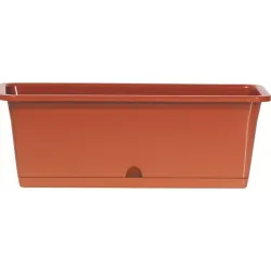 Compra JARDINERA BALCON RECTANGULAR CON GANCHO Y PLATO CAMELIA TERRACOTA 60X17X14 CM VAM DCM600W-R624 al mejor precio