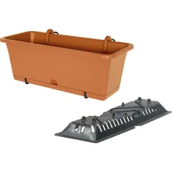 Compra JARDINERA BALCON RECTANGULAR CON GANCHO Y PLATO CAMELIA TERRACOTA 60X17X14 CM VAM DCM600W-R624 al mejor precio