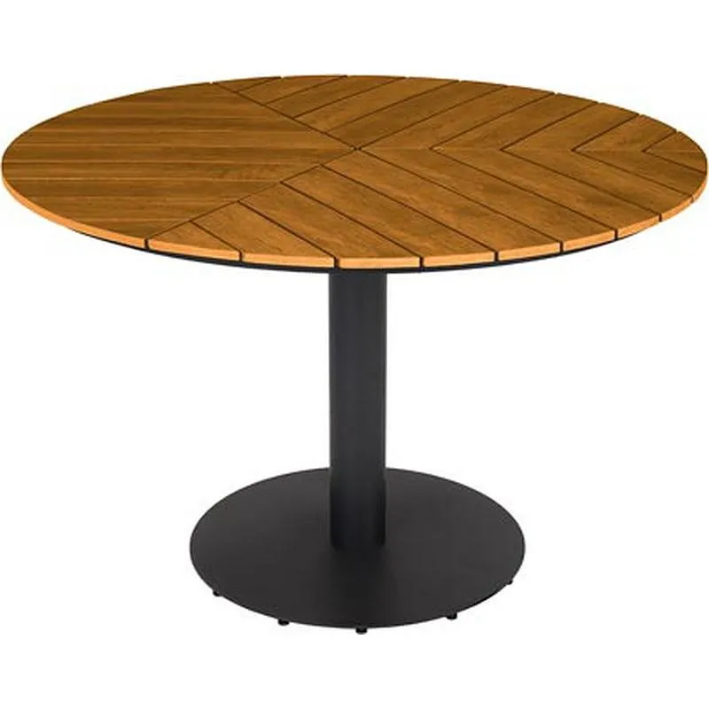 Compra MESA METALICA POLYWOOD NEGRA/MADERA diametro 113 CM IMPORT 49357 al mejor precio