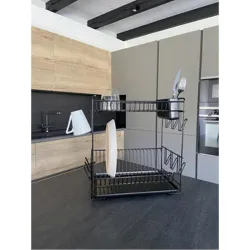 Compra ESCURREPLATOS ACERO PLASTIFICADO GRANDE NEGRO SAUVIC 89023 al mejor precio