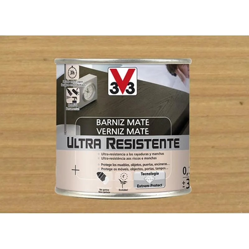 Compra BARNIZ INTERIOR AL AGUA ULTRA RESISTENTE MATE 250 ML ROBLE CLARO V33 056836 al mejor precio