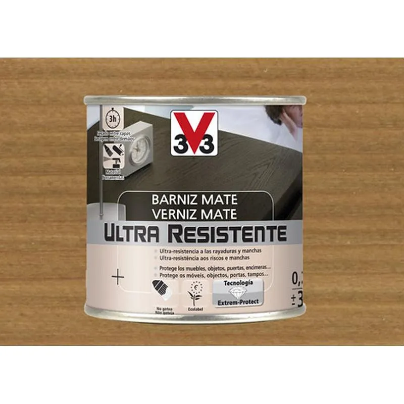 Compra BARNIZ INTERIOR AL AGUA ULTRA RESISTENTE MATE 250 ML ROBLE OSCURO V33 056842 al mejor precio