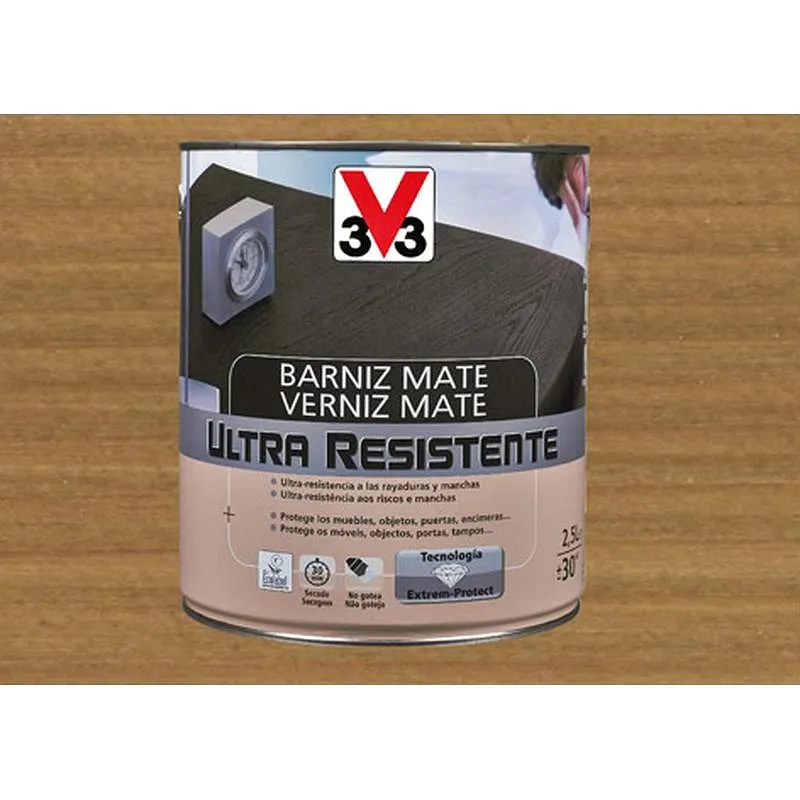 Compra BARNIZ INTERIOR AL AGUA ULTRA RESISTENTE MATE 750 ML ROBLE OSCURO V33 056838 al mejor precio