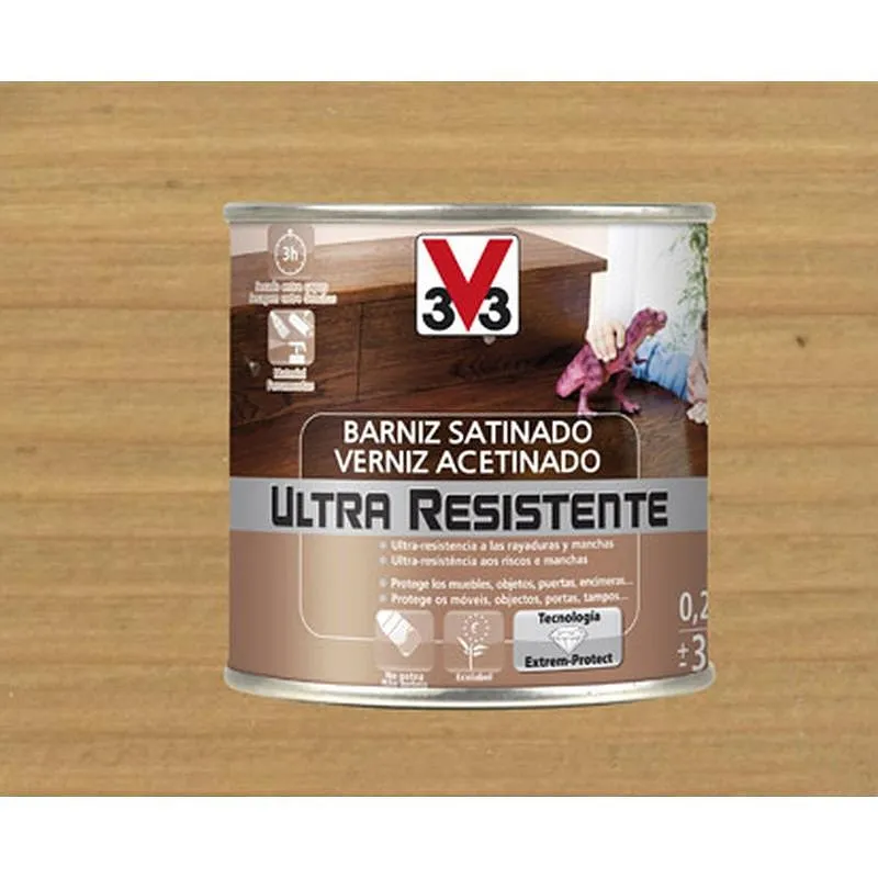 Compra BARNIZ INTERIOR AL AGUA ULTRA RESISTENTE SATINADO 250 ML ROBLE CLARO V33 056645 al mejor precio