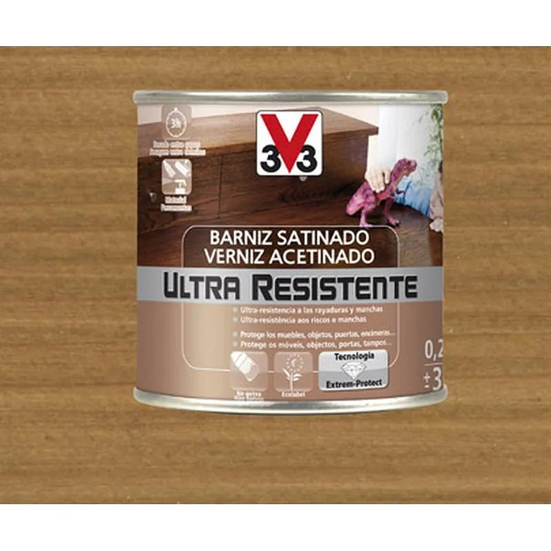 Compra BARNIZ INTERIOR AL AGUA ULTRA RESISTENTE SATINADO 250 ML ROBLE OSCURO V33 056648 al mejor precio
