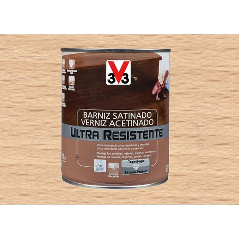 Compra BARNIZ INTERIOR AL AGUA ULTRA RESISTENTE SATINADO 750 ML INCOLORO V33 056640 al mejor precio