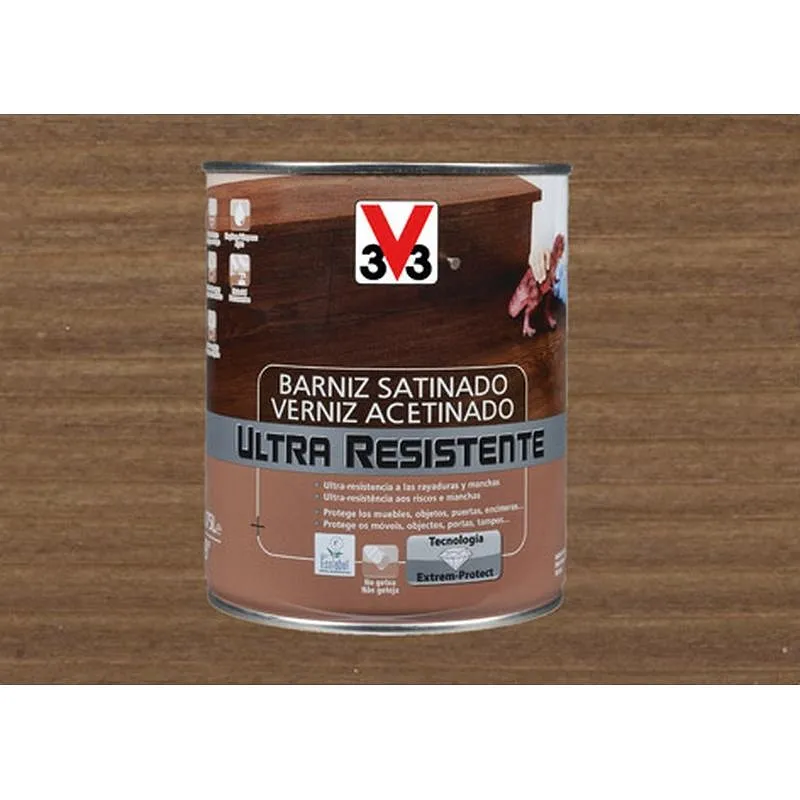 Compra BARNIZ INTERIOR AL AGUA ULTRA RESISTENTE SATINADO 750 ML NOGAL V33 056652 al mejor precio