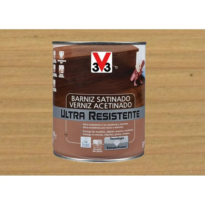 Compra BARNIZ INTERIOR AL AGUA ULTRA RESISTENTE SATINADO 750 ML ROBLE CLARO V33 056643 al mejor precio