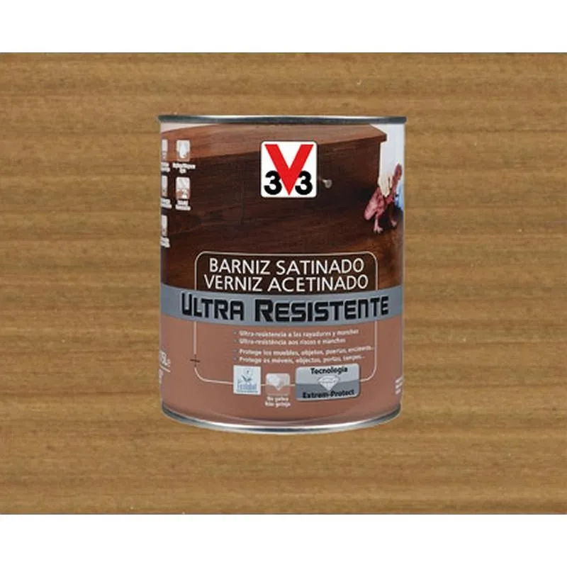 Compra BARNIZ INTERIOR AL AGUA ULTRA RESISTENTE SATINADO 750 ML ROBLE OSCURO V33 056646 al mejor precio