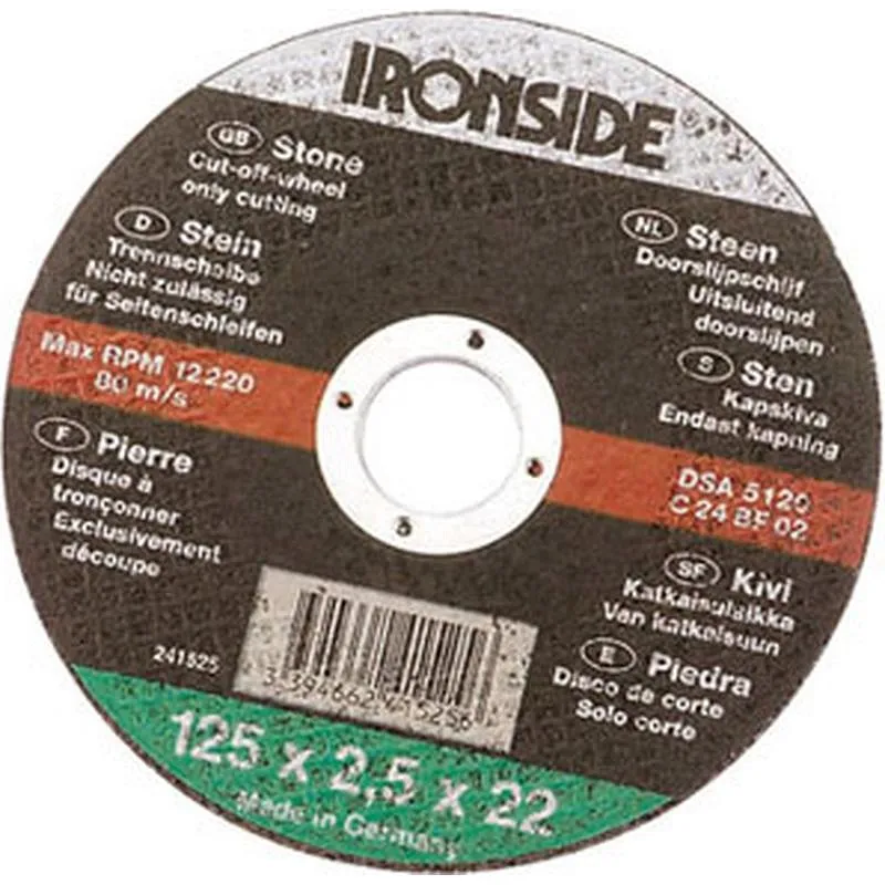 Compra DISCO CORTE PIEDRA diametro 115 X 2,5 X 22 MM IRONSIDE 241515 al mejor precio