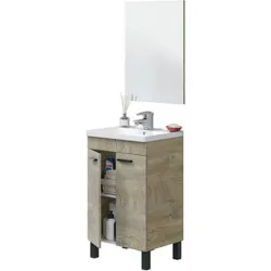 Compra MUEBLE BAÑO 50 CM + ESPEJO ROBLE 80 X 50 X 40 CM ARKITMOBEL 305210C al mejor precio