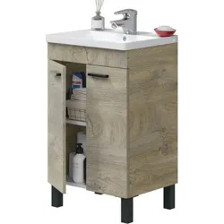 Compra MUEBLE BAÑO 50 CM + ESPEJO ROBLE 80 X 50 X 40 CM ARKITMOBEL 305210C al mejor precio