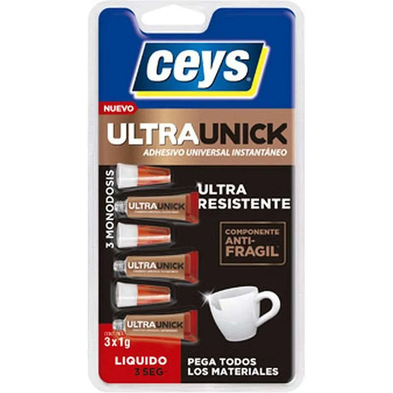 Compra ADHESIVO INSTANTANEO ULTRAUNICK LIQUIDO 3 SEG. 3 X 1 GR CEYS 504023 al mejor precio