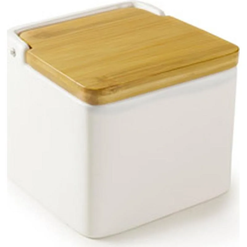 Compra SALERO CUADRADO CERAMICA + BAMBU BLANCO IBILI 714810 al mejor precio