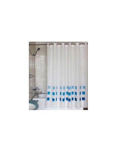 Compra Cortina baño poliester llas blanco-azul 180 x 200 cm DINTEX 2953 al mejor precio