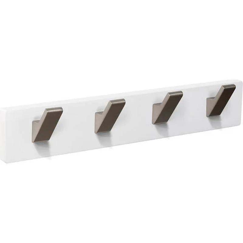 Compra PERCHA PARED MADERA BLANCA 4 GANCHOS INOX MATE NESU 9108BLIN al mejor precio