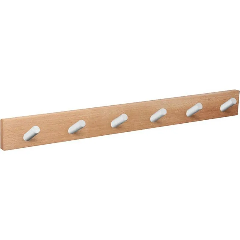 Compra PERCHA PARED MADERA NATURAL 6 POMOS INCLINADOS BLANCOS NESU 9400HNBL6 al mejor precio