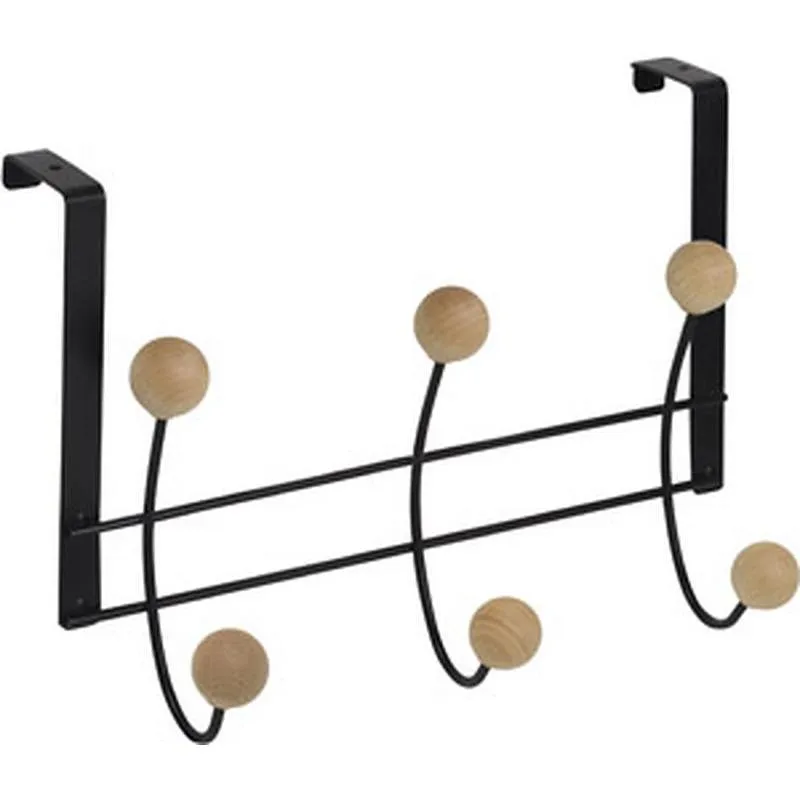 Compra PERCHA SOBREPUERTA NEGRA 6 BOLAS HAYA NATURAL NESU 902NEHN6 al mejor precio