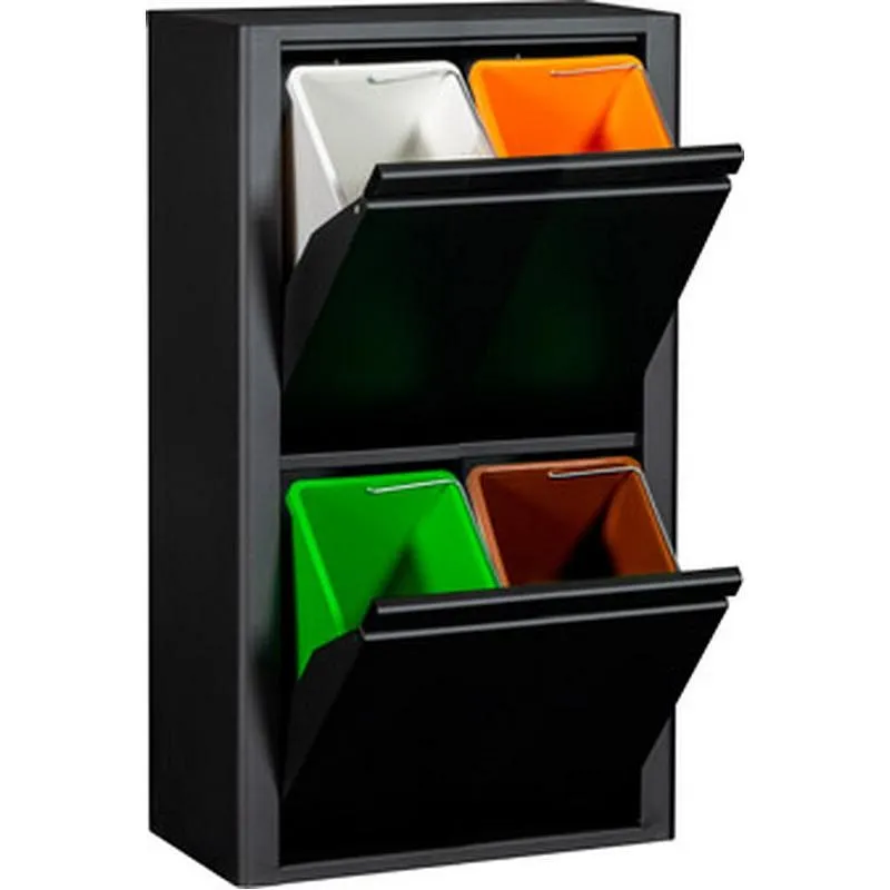 Compra CONTENEDOR BASURA SELECTIVO NEGRO MATE 4 COMPARTIMIENTOS DUETT 998604 al mejor precio