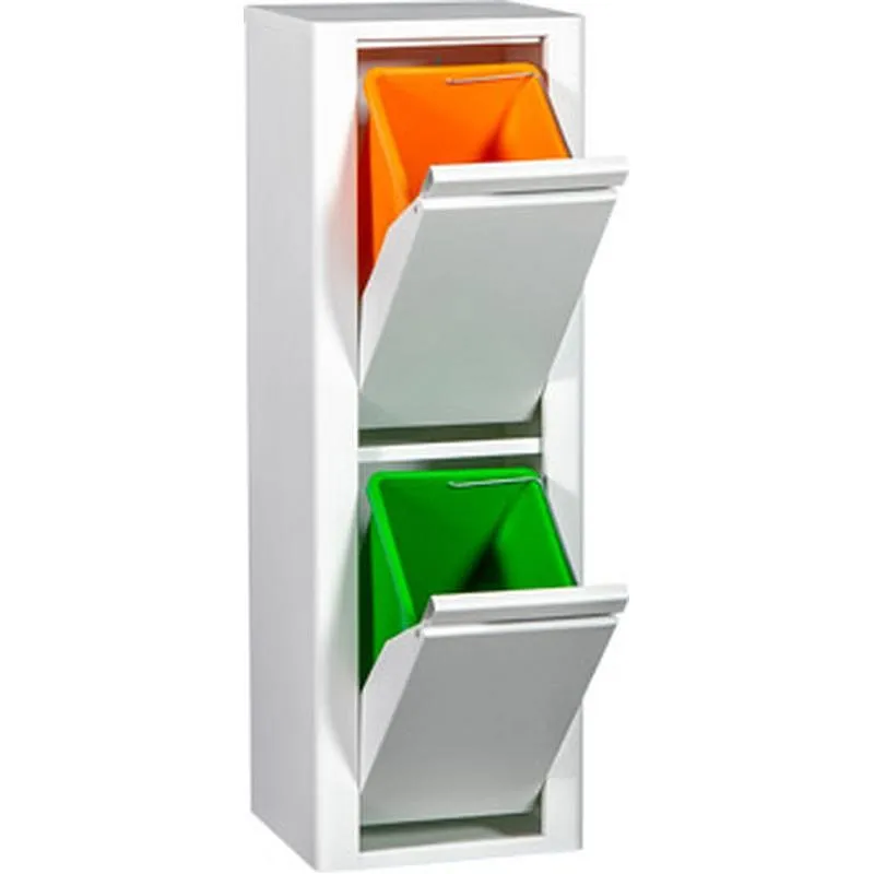 Compra CONTENEDOR BASURA SELECTIVO BLANCO MATE 2 COMPARTIMIENTOS DUETT 998602 al mejor precio
