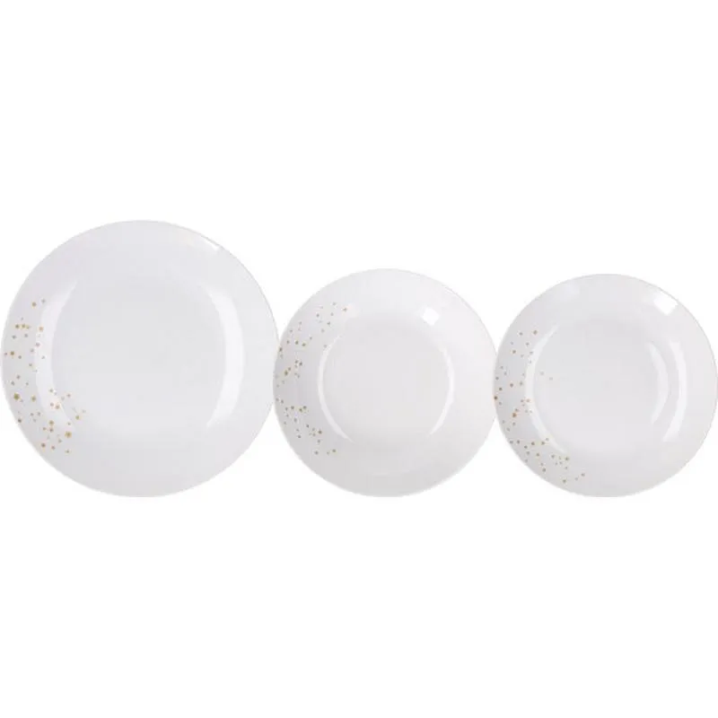 Compra VAJILLA PROCELANA DECORADA 18 PIEZAS ESTRELLAS ORO NON TOG121 al mejor precio