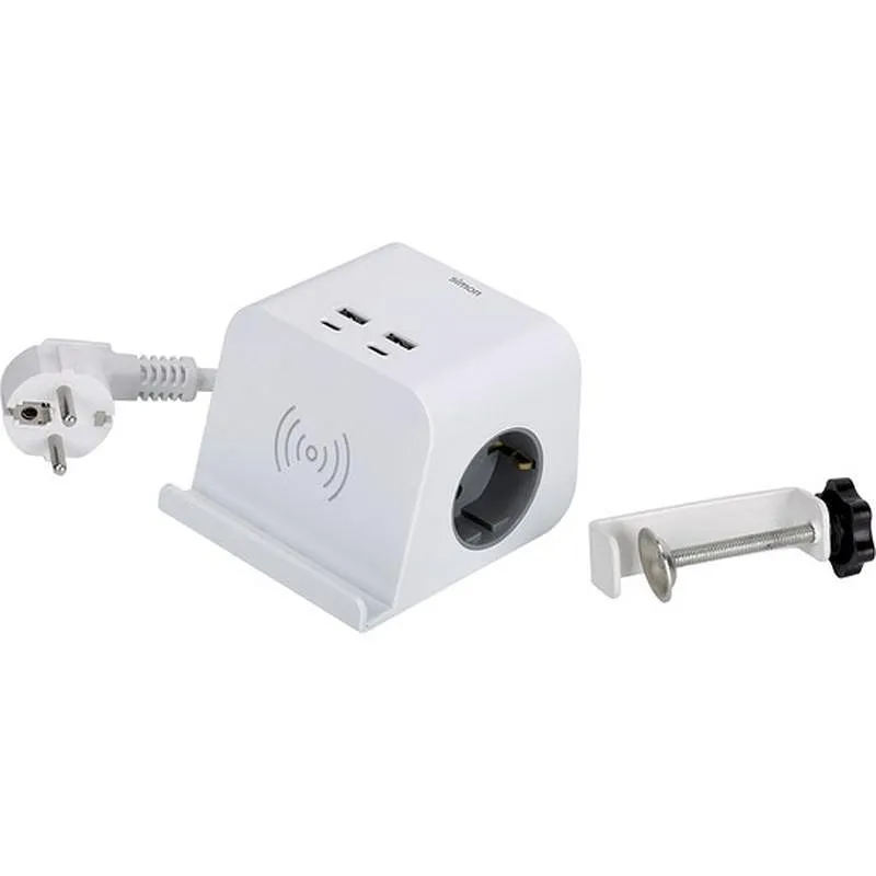 Compra BASE MULTIPLE COMBIFLAT CARGA INALAMBRICA 2T 16A 250V 4 USB SIMON BM516201 al mejor precio