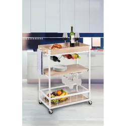 Compra CARRITO DE COCINA RUSTICO BLANCO WENKO 54133100 al mejor precio