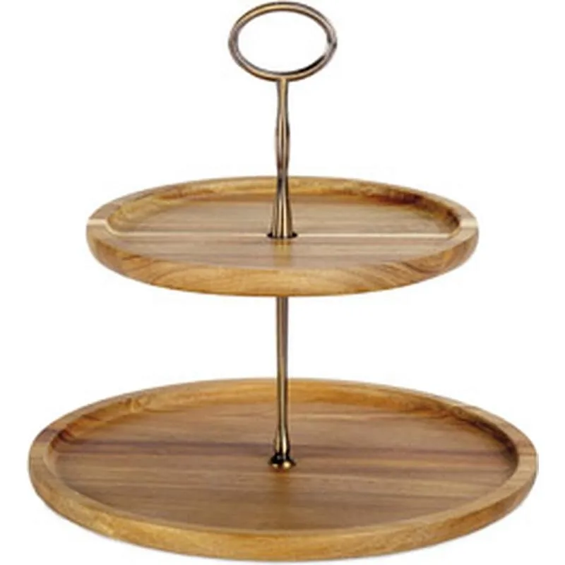 Compra BANDEJA ACACIA 2 NIVELES diametro 26,5 X 26 CM ANDREA MS22055 al mejor precio