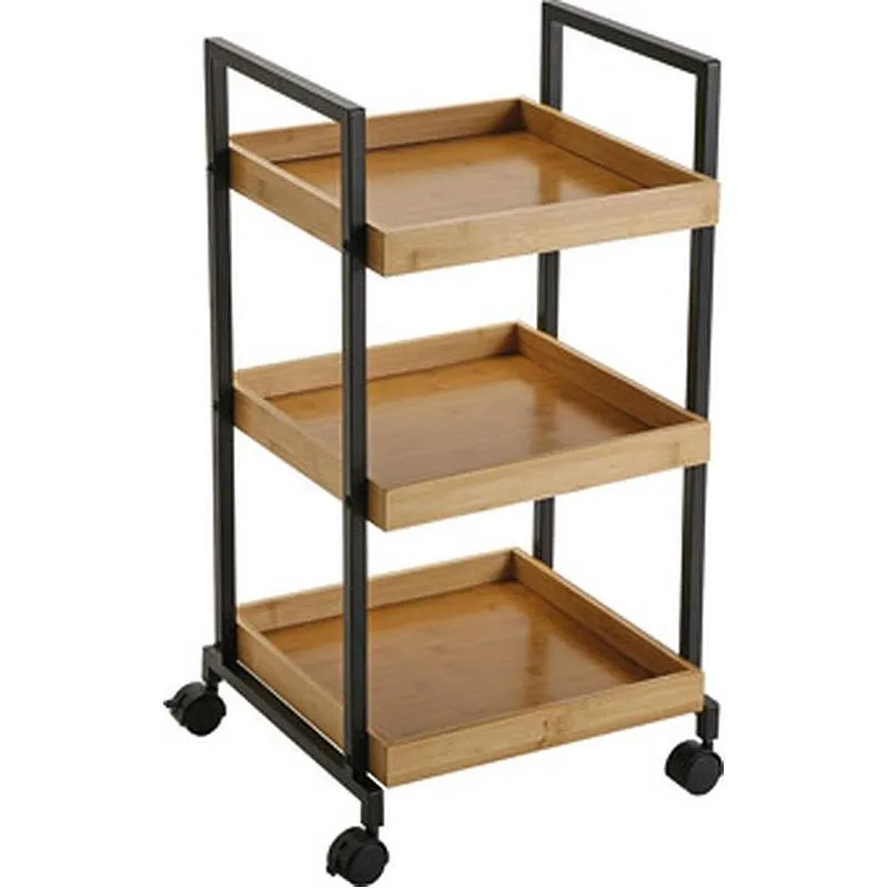 Compra CARRO MULTIUSOS 3 ESTANTERIAS BAMBU 37,5 X 34 X 70 CM NON 21810007 al mejor precio