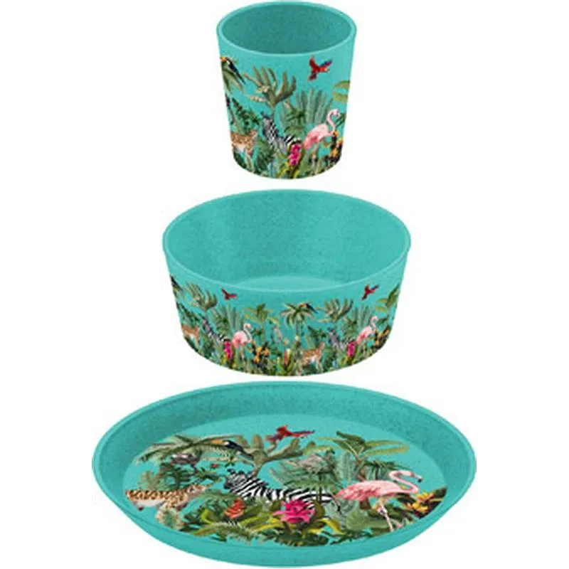 Compra VAJILLA INFANTIL ORGANICA SET 3 PZAS JUNGLA AZUL 1429682 al mejor precio