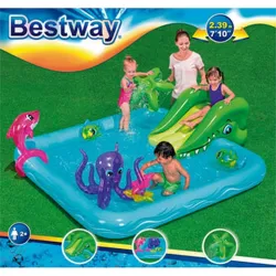Compra PISCINA ACUARIO CENTRO JUEGOS CON TOBOGAN 239X206X86CM BESTWAY 53052 al mejor precio